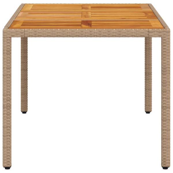 Gartentisch Beige 150x90x75 cm Poly Rattan Akazienholz