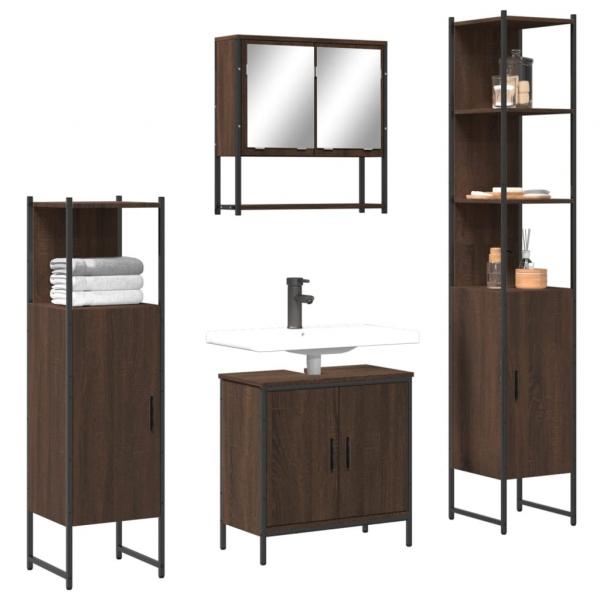 ARDEBO.de - 4-tlg. Badmöbel-Set Braun Eichen-Optik Holzwerkstoff