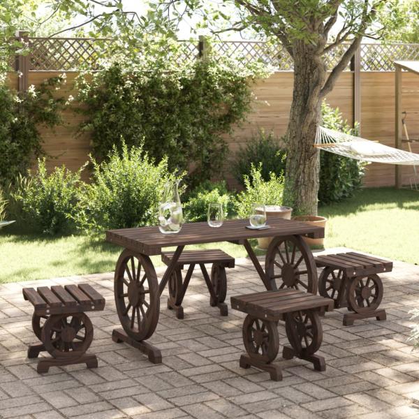 ARDEBO.de - 5-tlg. Garten-Essgruppe Massivholz Tanne