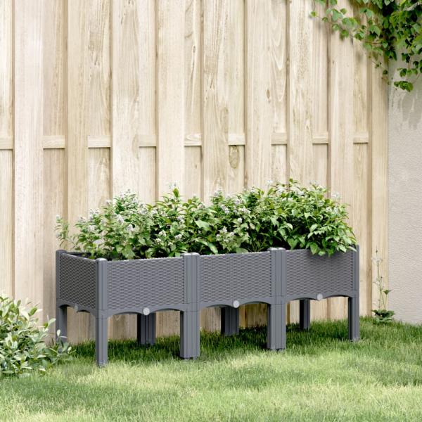 ARDEBO.de - Pflanzkasten mit Beinen Grau 120x40x42 cm PP