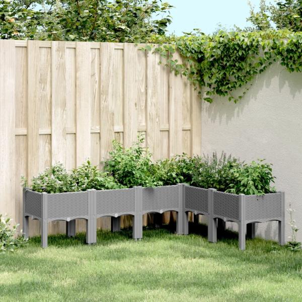 ARDEBO.de - Pflanzkasten mit Beinen Hellgrau 160x120x42 cm PP