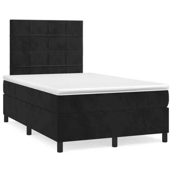 ARDEBO.de - Boxspringbett mit Matratze & LED Schwarz 120x190 cm Samt