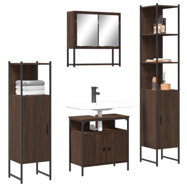 ARDEBO.de - 4-tlg. Badmöbel-Set Braun Eichen-Optik Holzwerkstoff
