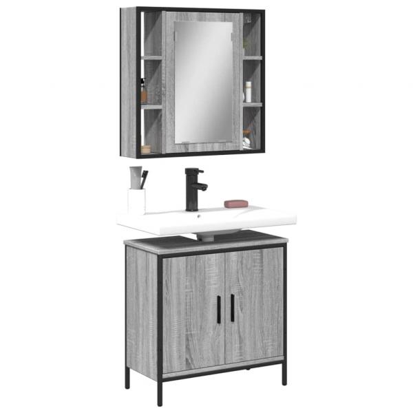 ARDEBO.de - 2-tlg. Badmöbel-Set Grau Sonoma Holzwerkstoff