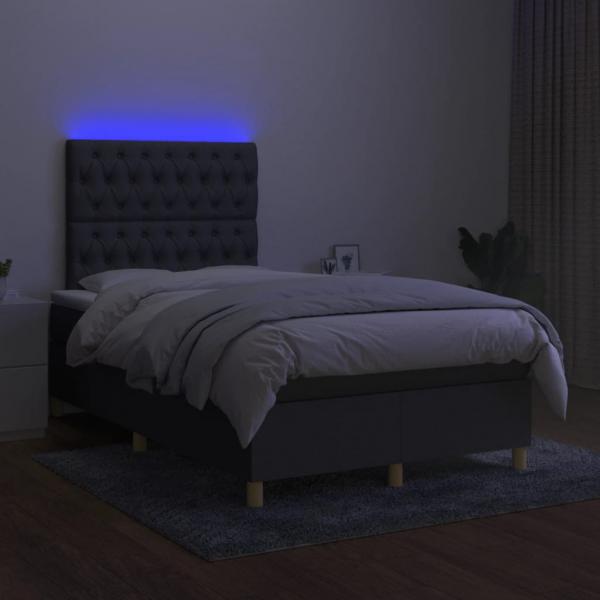 Boxspringbett mit Matratze & LED Dunkelgrau 120x190 cm Stoff