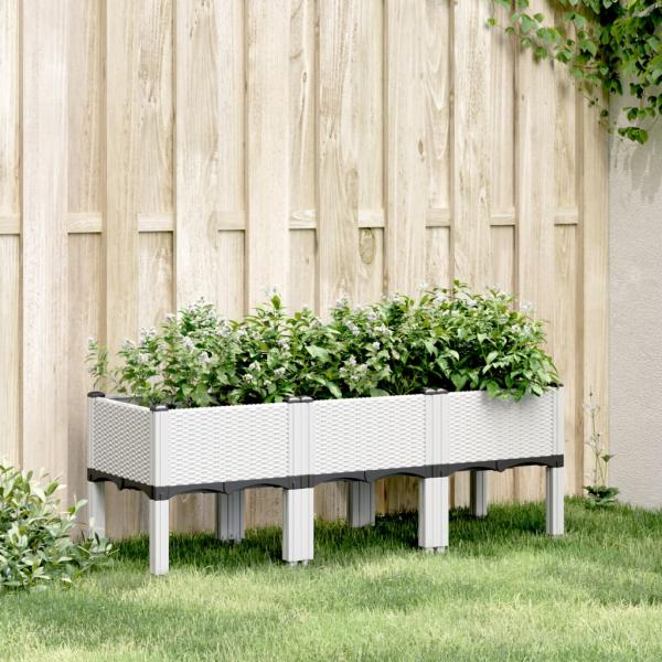 ARDEBO.de - Pflanzkasten mit Beinen Weiß 120x40x42 cm PP