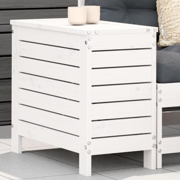 ARDEBO.de - Gartenhocker Weiß 62x31,5x52 cm Massivholz Kiefer