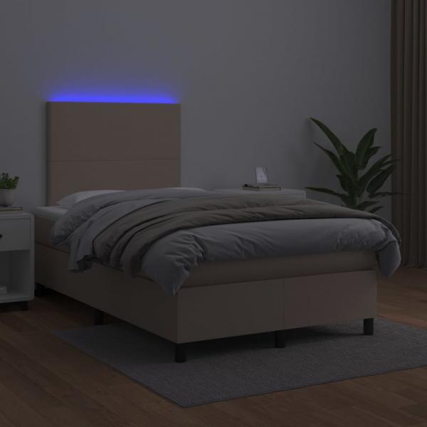 Boxspringbett mit Matratze & LED Cappuccino-Braun 120x190 cm