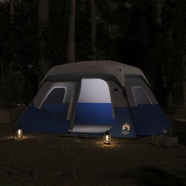 Familienzelt mit LED 6 Personen Hellgrün Quick Release