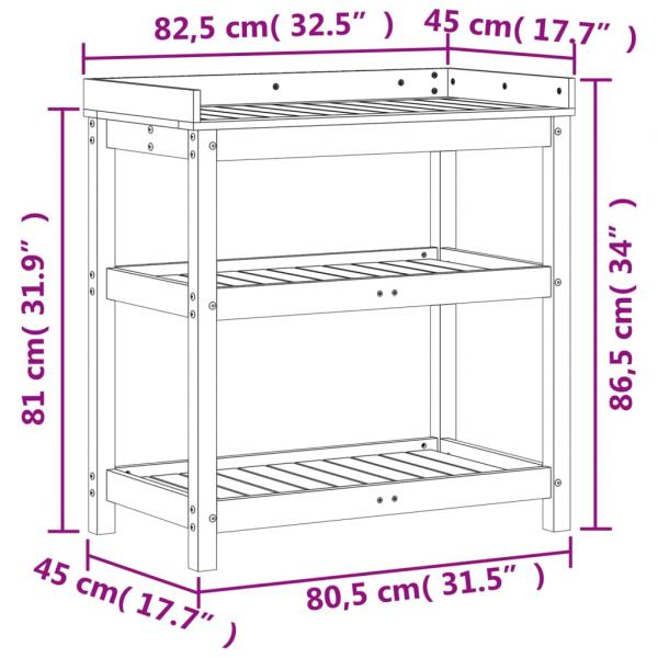 Pflanztisch mit Ablagen 82,5x45x86,5 cm Massivholz Douglasie