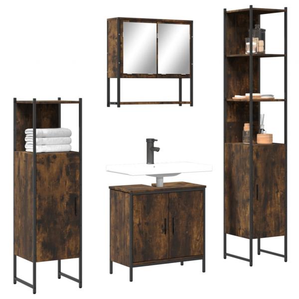 ARDEBO.de - 4-tlg. Badmöbel-Set Räuchereiche Holzwerkstoff