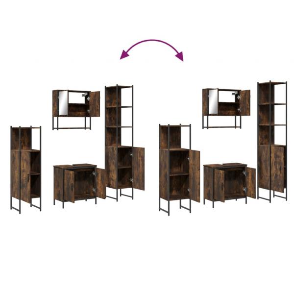 4-tlg. Badmöbel-Set Räuchereiche Holzwerkstoff
