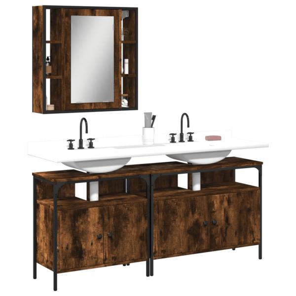 ARDEBO.de - 3-tlg. Badmöbel-Set Räuchereiche Holzwerkstoff
