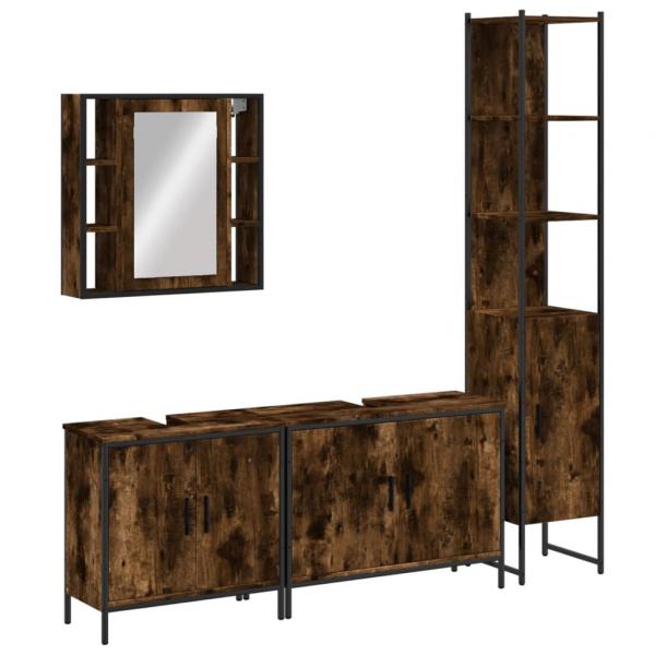 4-tlg. Badmöbel-Set Räuchereiche Holzwerkstoff