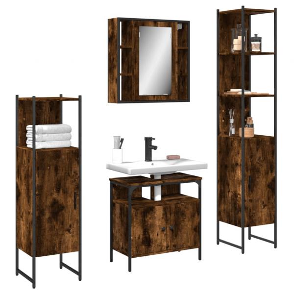 ARDEBO.de - 4-tlg. Badmöbel-Set Räuchereiche Holzwerkstoff