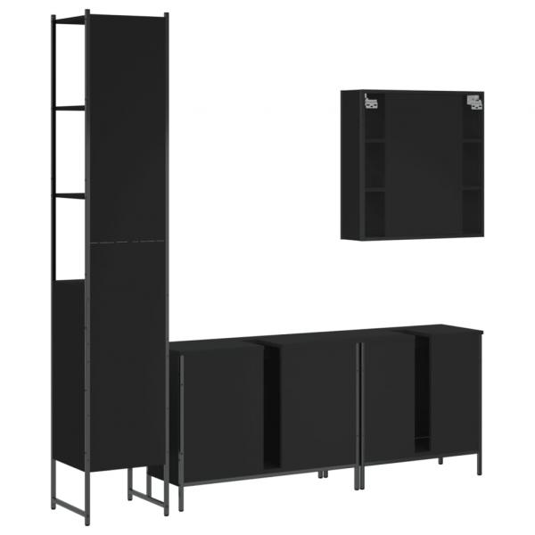 4-tlg. Badmöbel-Set Schwarz Holzwerkstoff
