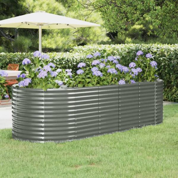 ARDEBO.de - Hochbeet Pulverbeschichteter Stahl 249x100x68 cm Grau
