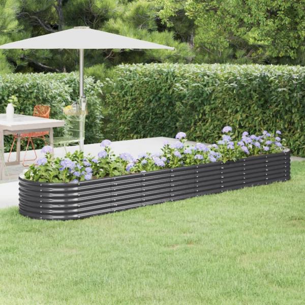 ARDEBO.de - Hochbeet Pulverbeschichteter Stahl 368x80x36 cm Anthrazit