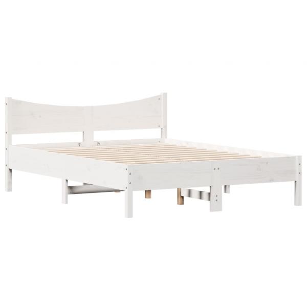 Massivholzbett ohne Matratze Weiß 140x190 cm Kiefernholz