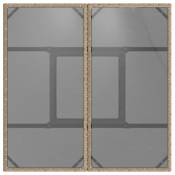 Gartentisch mit Glasplatte Beige 80x80x75 cm Poly Rattan