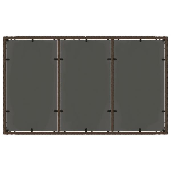 Gartentisch mit Glasplatte Braun 150x90x75 cm Poly Rattan