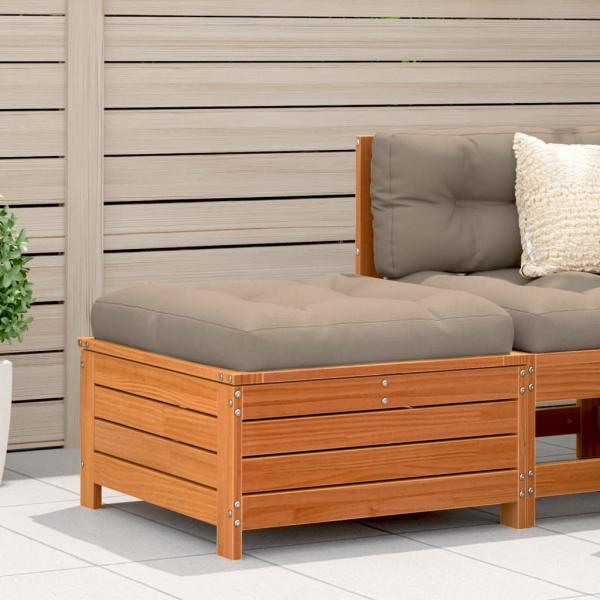 ARDEBO.de - Gartenhocker mit Kissen Wachsbraun Massivholz Kiefer