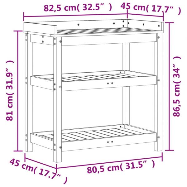 Pflanztisch mit Ablagen 82,5x45x86,5 cm Massivholz Kiefer