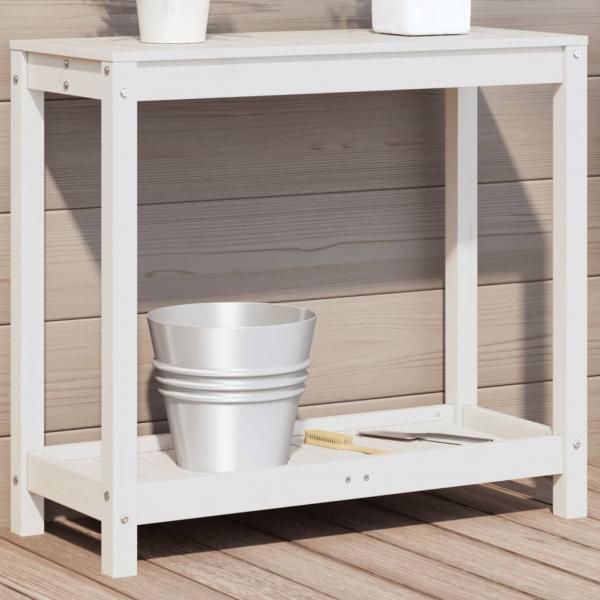 ARDEBO.de - Pflanztisch mit Ablage Weiß 82,5x35x75 cm Massivholz Kiefer