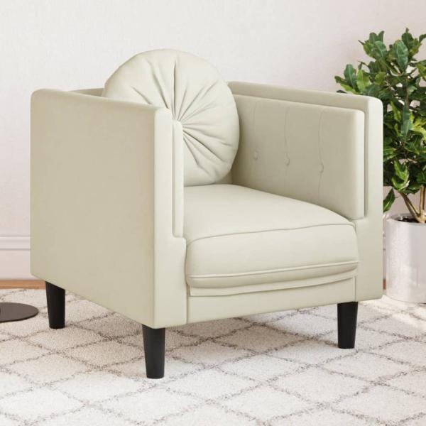 ARDEBO.de - Sessel mit Kissen Creme Samt