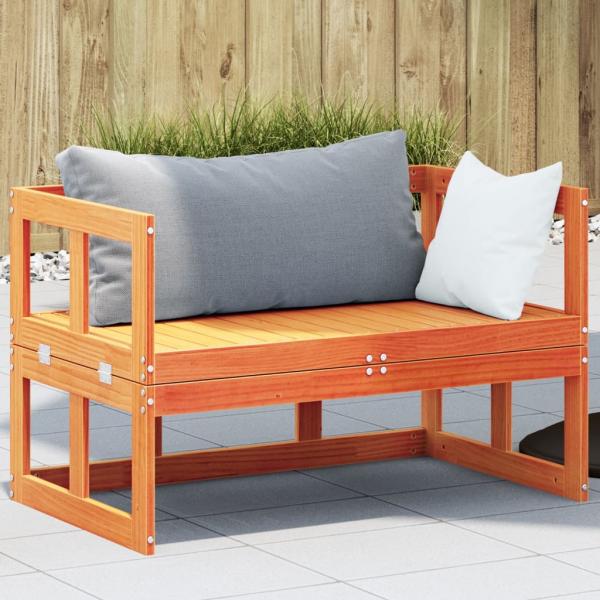 ARDEBO.de - 2-in-1 Gartensofa Verlängerbar Wachsbraun Massivholz Kiefer