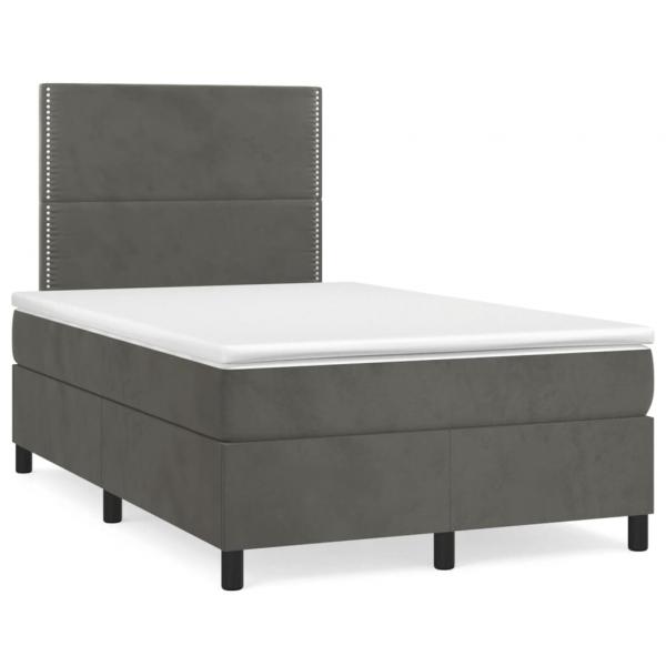 ARDEBO.de - Boxspringbett mit Matratze & LED Dunkelgrau 120x190 cm Samt