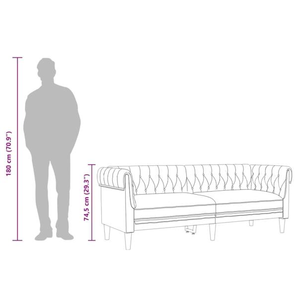 Chesterfield-Sofa 3-Sitzer Schwarz Stoff