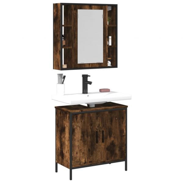 ARDEBO.de - 2-tlg. Badmöbel-Set Räuchereiche Holzwerkstoff