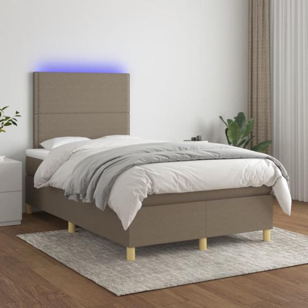 ARDEBO.de - Boxspringbett mit Matratze & LED Taupe 120x190 cm Stoff