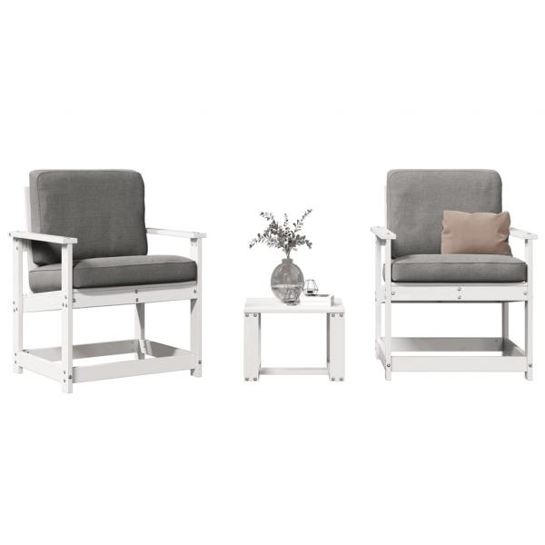 ARDEBO.de - 3-tlg. Garten-Lounge-Set Weiß Massivholz Kiefer