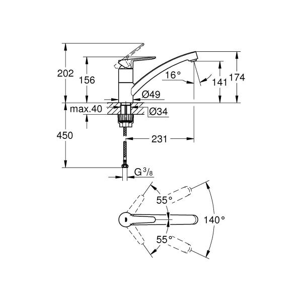 GROHE Start Eco Küchenarmatur, 1/2", chrom (31685000)