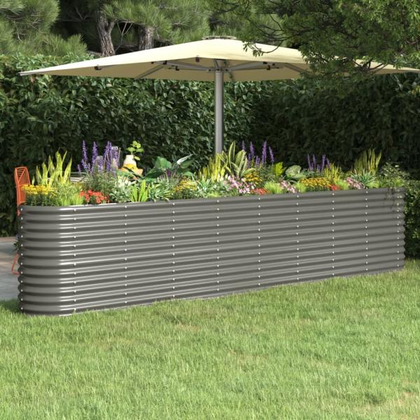 ARDEBO.de - Hochbeet Pulverbeschichteter Stahl 332x40x68 cm Grau