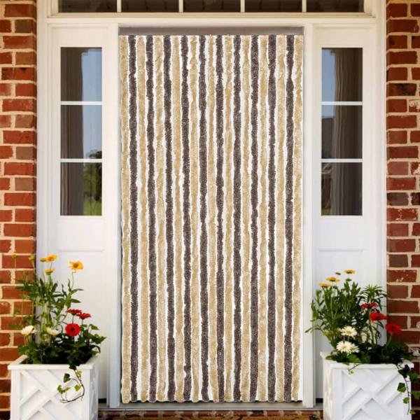 ARDEBO.de - Fliegenvorhang Dunkelbraun und Beige 56x200 cm Chenille