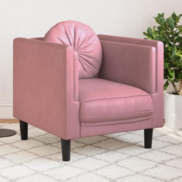 ARDEBO.de - Sessel mit Kissen Rosa Samt