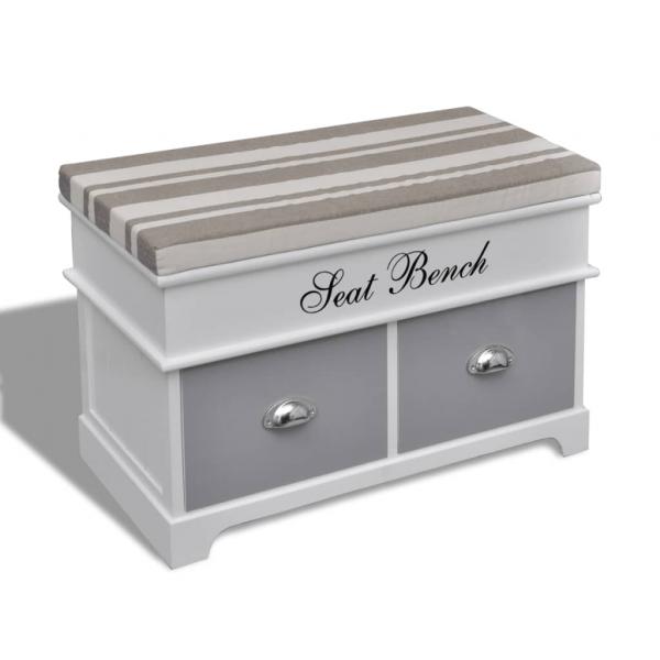ARDEBO.de - Schrank Sitzbank Truhenbank +Kissen+2 Schublade