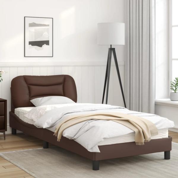 Bettgestell mit LED Braun 80x200 cm Kunstleder
