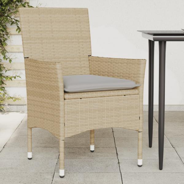 ARDEBO.de - Gartenstühle mit Kissen 2 Stk. Beige Poly Rattan