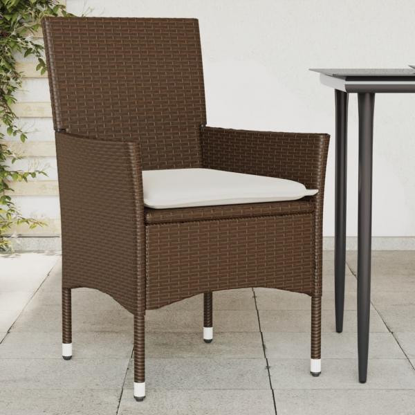 ARDEBO.de - Gartenstühle mit Kissen 2 Stk. Braun Poly Rattan