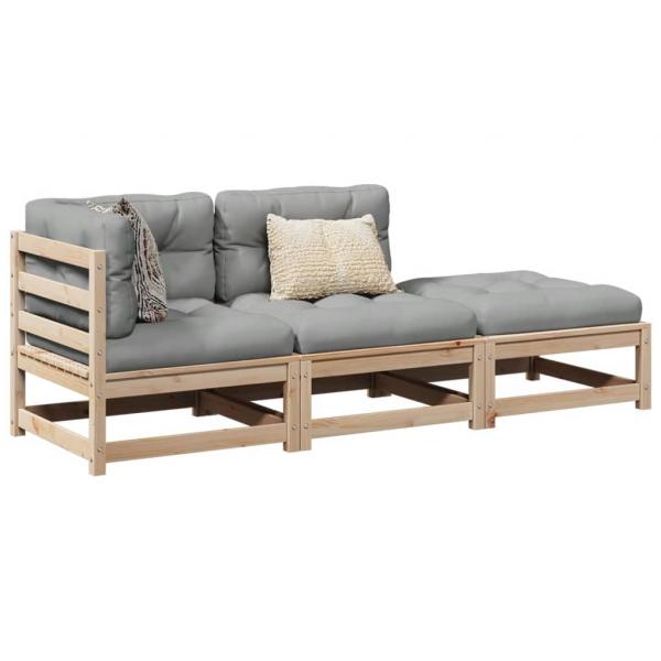ARDEBO.de - 3-tlg. Garten-Sofagarnitur mit Kissen Massivholz Kiefer