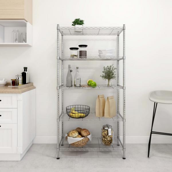 ARDEBO.de - Lagerregal mit 5 Böden 90x35x180 cm Chrom 250 kg