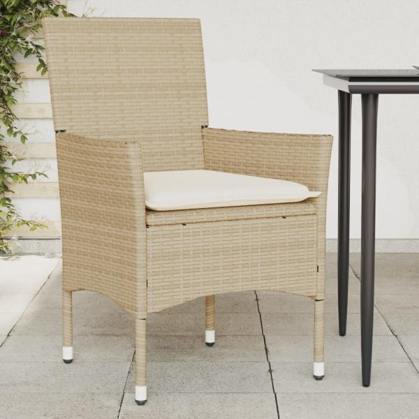 ARDEBO.de - Gartenstühle mit Kissen 2 Stk. Beige Poly Rattan