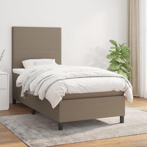 ARDEBO.de - Boxspringbett mit Matratze Taupe 80x200 cm Stoff