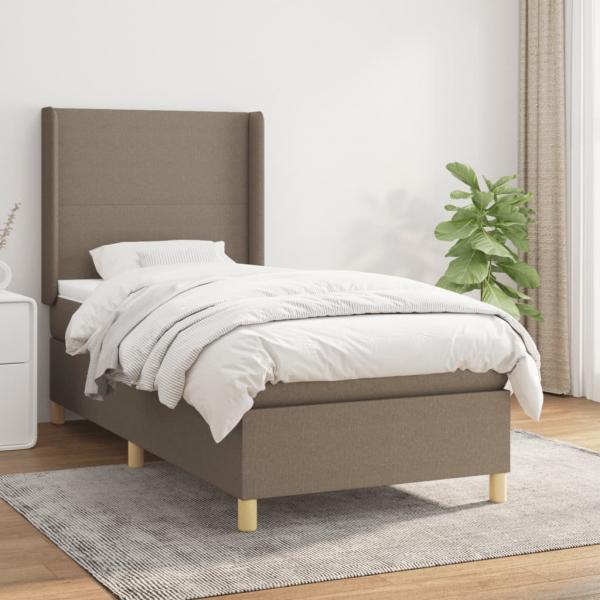 ARDEBO.de - Boxspringbett mit Matratze Taupe 80x200 cm Stoff