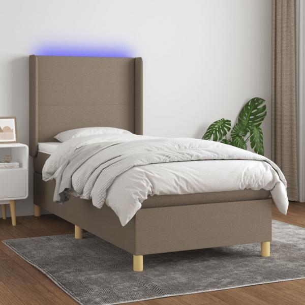 ARDEBO.de - Boxspringbett mit Matratze & LED Taupe 80x200 cm Stoff