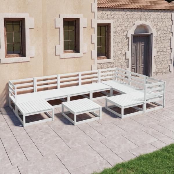 ARDEBO.de - 10-tlg. Garten-Lounge-Set Weiß Kiefer Massivholz